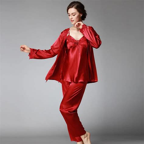 Women Silk Satin Pajamas Pyjama Sets Pijamas Sexy Robes Bathrobe Nightgown Sleepwear Longue