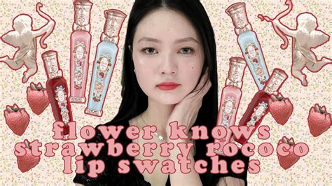 🍓flower knows strawberry rococo lip swatches 🍓 youtube