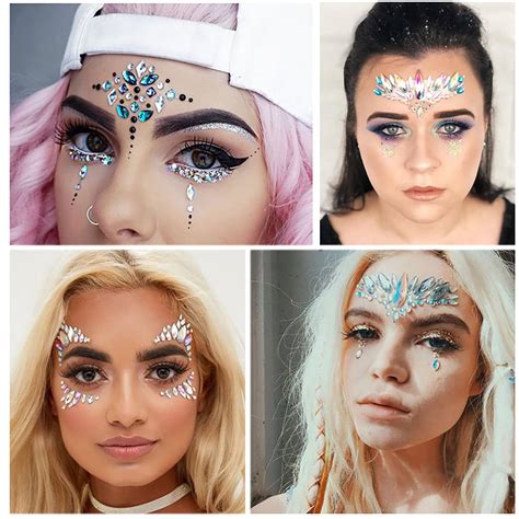 Face Gems 10 Sets Mermaid Face Jewels Festival Face Gems Rhinestones