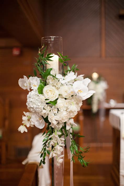 White Flower and Candle Wedding Altar Decor