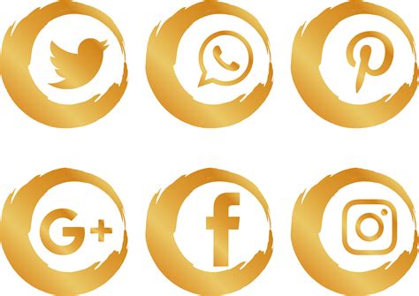 Golden Social Media Icons Png Hd Png Mart