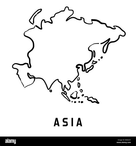 Asia Simple Map Outline Smooth Simplified Continent Shape Map Vector