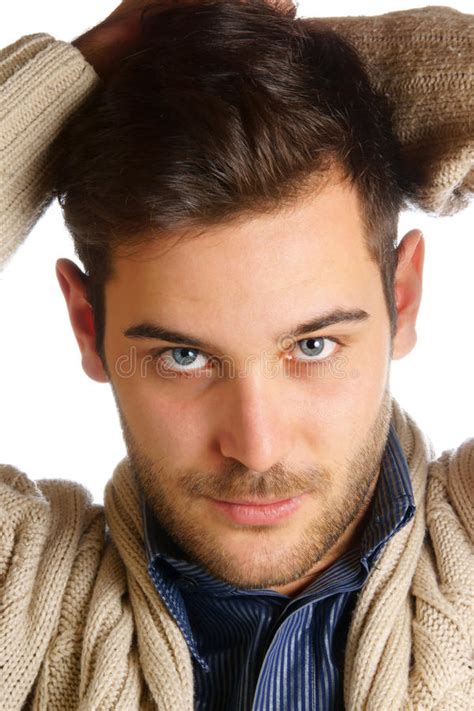 Young Man With Blue Eyes Stock Image Image Of Serious