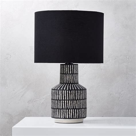 Shop Hatch Black And White Table Lamp White Hatch Marks On Black
