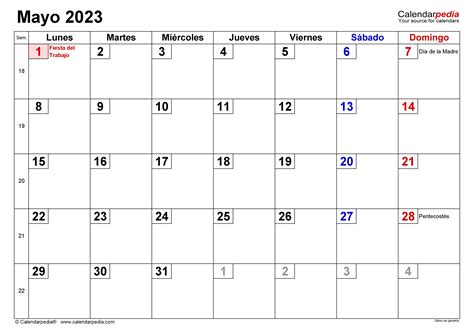 Calendario Mayo 2023 Para Imprimir