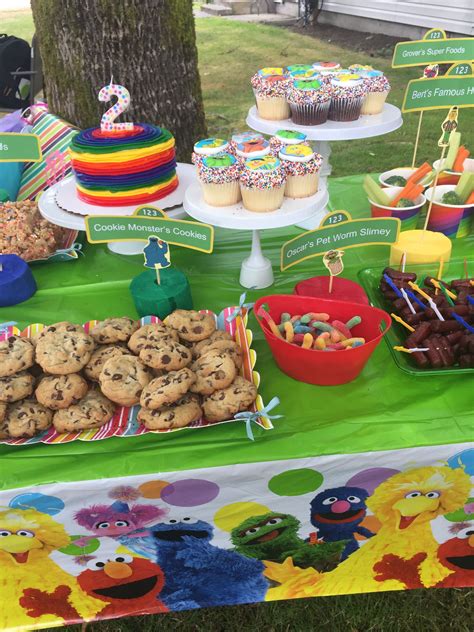 Healthy food as the game show host. Sesame Street party food | Monster cookies, Sesame street party, 2nd birthday
