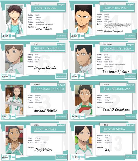 Haikyuu Character Cards Aoba Josai By Esteeso Haikyuu Characters