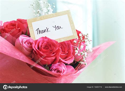 Thank You Card In Bouquet Of Flowers — Stock Photo © Highwaystarz