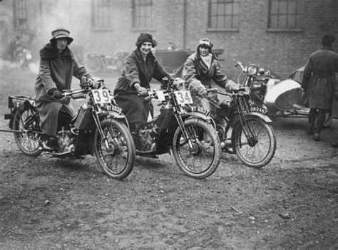 Three Women Riding Motorbikes At The Acu Trials In Birmingham England