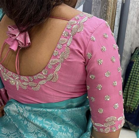 pin by lakshmi on work blouses pink blouse designs embroidery blouse designs simple blouse