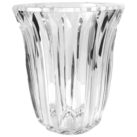 Vintage Octagonal Faceted Crystal Vase In The Style Of Baccarat 1960s