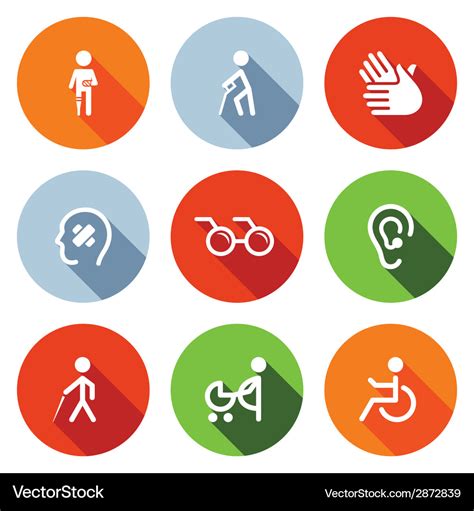 Disability Flat Icons Set Royalty Free Vector Image