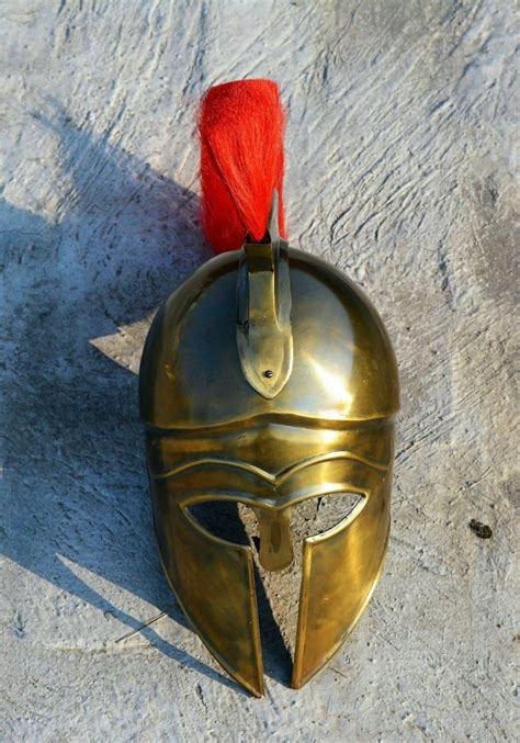 Medieval Greek Corinthian Helmet Red Black Plume Spartan Etsy