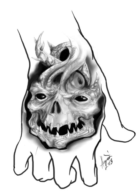 Skull For Hand Tattoo Flash By Bitterius On Deviantart