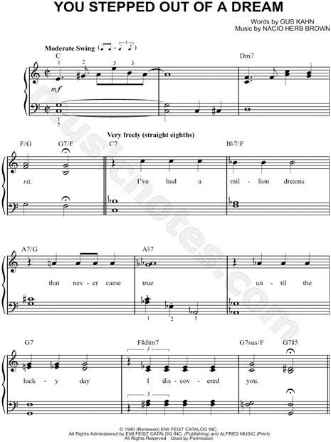 nat king cole you stepped out of a dream sheet music easy piano in c major download