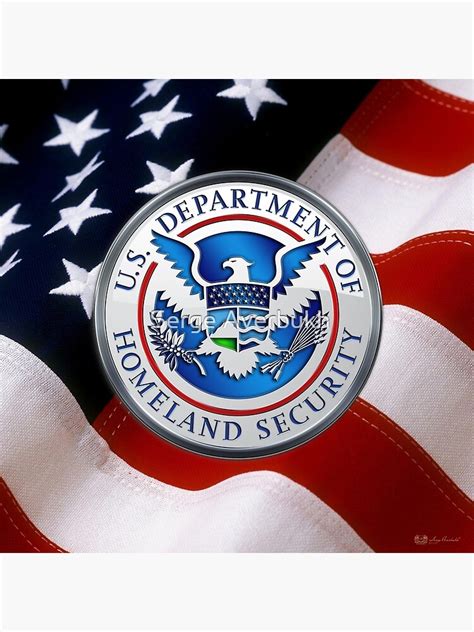 Us Department Of Homeland Security Dhs Emblem Over American Flag