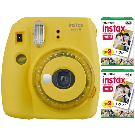 Fujifilm Instax Mini 9 Instant Camera Yellow With Twin Film Pack 40