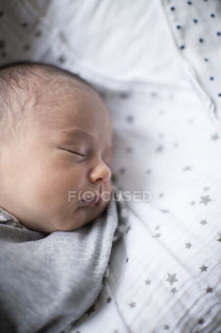 Tired Newborn Baby Boy Sleeping — Adorable Directly Above Stock
