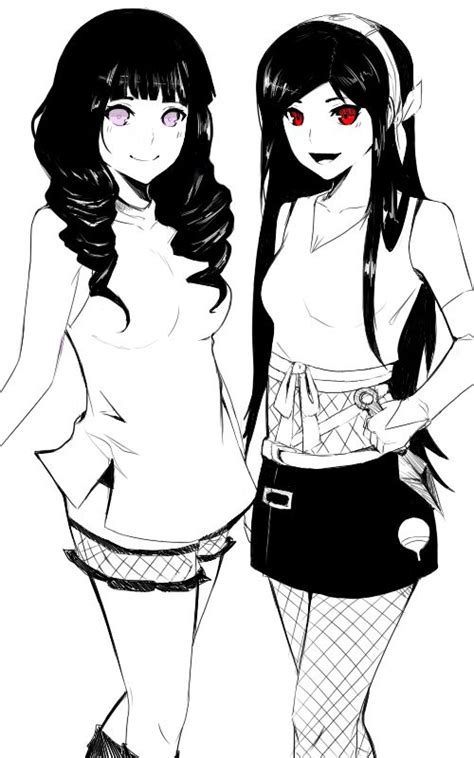 Hyuuga Hinata Sasuko Byakugan And Sharigan Splatter Naruto Girls