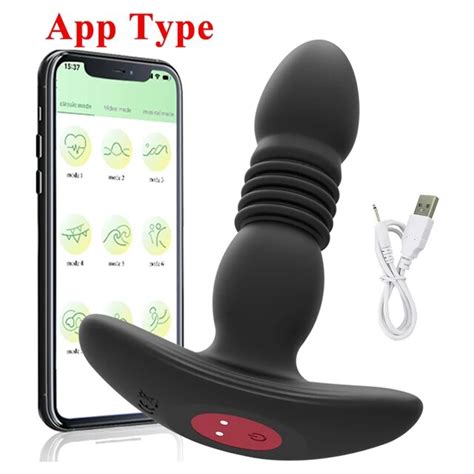Bluetooth App Thrusting Anal Butt Plug Vibrator For Women Men Gay Wireless Control Prostate