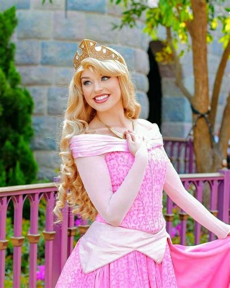 Princess Aurora Outside Her Castle In Disneyland California Disney