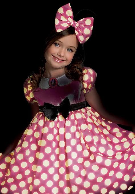 Minnie Mouse Girls Pink Dot Glow In The Dark Dress