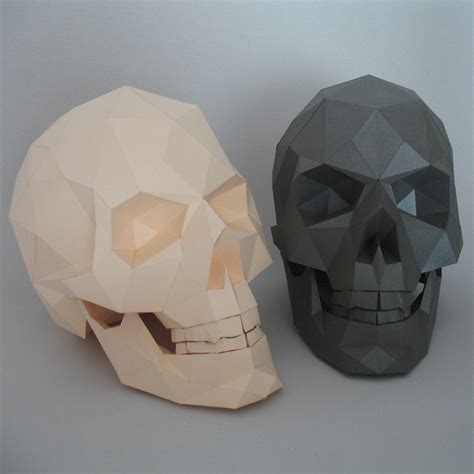 Skull Paper Craft Paper Objet Realistic Low Poly 3D Etsy
