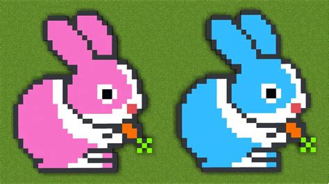 How To Make Easter Pixel Art In Minecraft Bunny Rabbit Pixel Art Tutorial HAPPY EASTER