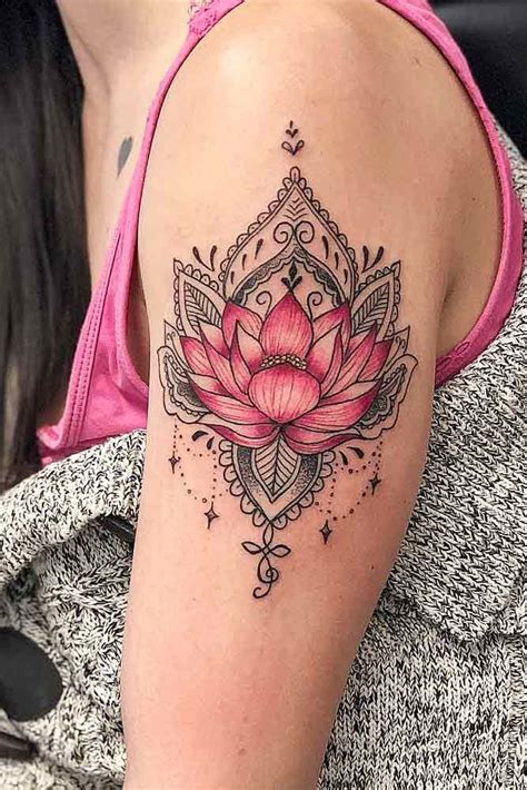 Mandala Tattoo With Pink Lotus Flower Armtattoo Lotus Mandala Tattoo