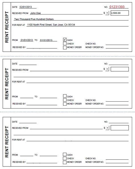 Free Fillable Printable Rent Receipts Templates Printable Download