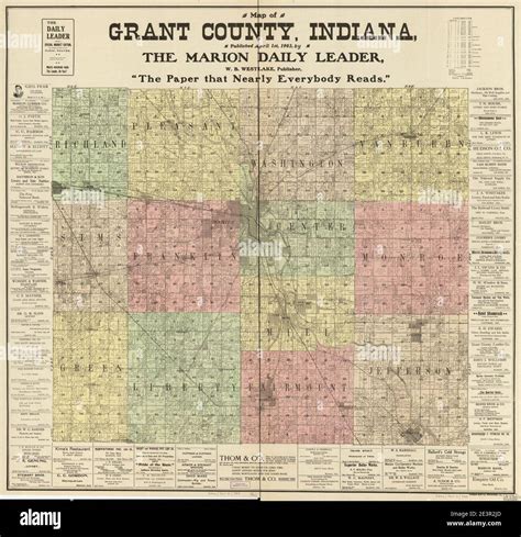 Map Of Grant County Indiana Stock Photo Alamy