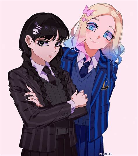 Wednesday And Endiy In 2022 Yuri Anime Girls Wednesday Addams Fan Art