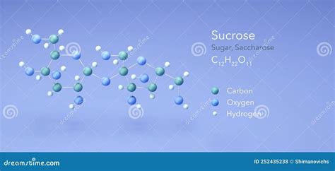 Sucrose Saccharose Sugar Molecular Structure 3d Rendering
