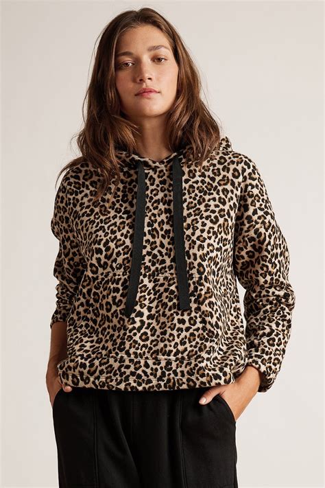 Kassidy Leopard Fleece Pullover Hoodie Fleece Pullover Hoodie Print