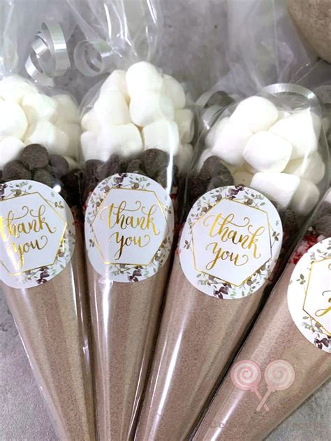 Hot Chocolate Wedding Favors Gold Foil Sticker Thank You Etsy
