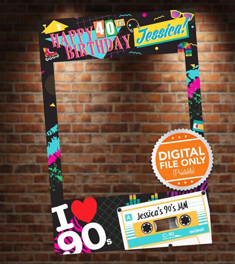 90s Theme Photo Booth Party Prop Frame Digital File Only 90s Theme