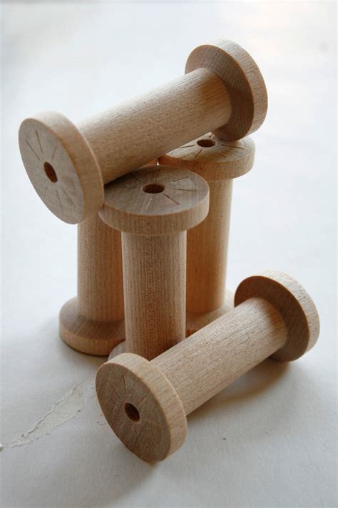 Large Wooden Spools Set Of 20 Natural Wood Thread Spools