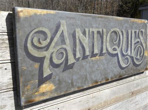 Antiques Sign Hand Painted Faux Vintage Wooden Sign Antique Style