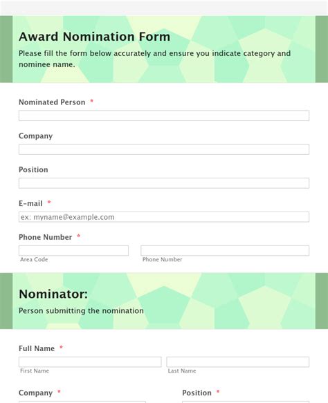 Freepik editorbeta free online template editor. Organization Awards Nomination Form Template | JotForm