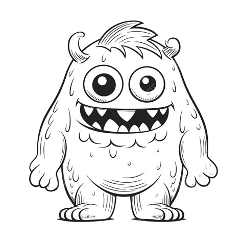 An Cartoon Monster Coloring Page Outline Sketch Drawing Vector Monster