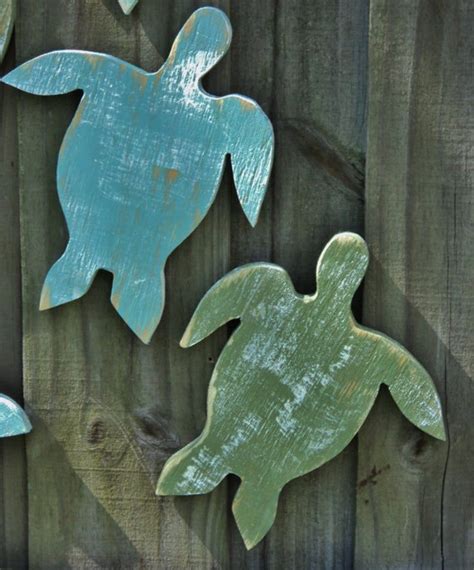 Wooden Sea Turtles Sea Turtle Decor Sea Turtle Art Coastal Etsy Diy