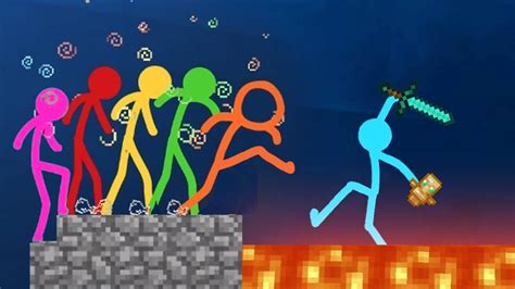 Stickman Vs Minecraft Animation ~ Lava Trap Stick Man Cartoon Stick