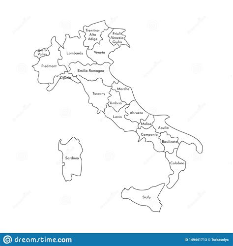 Ejemplo Aislado Vector Del Mapa Administrativo Simplificado De Italia