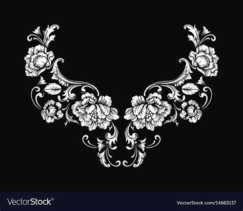 Floral Neck Embroidery Design In Baroque Style Vector Image