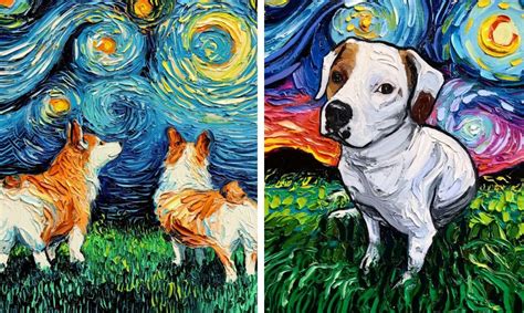 Artist Reimagines Van Goghs ‘starry Night With Adorable Dogs
