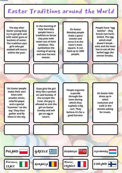 easter traditions around the world worksheet english resources english activities easter