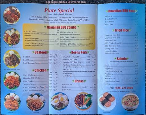 online menu of niu hawaiian bbq restaurant redding california 96002 zmenu
