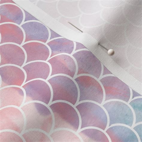Watercolor Mermaid Scales Rotated Fabric Spoonflower