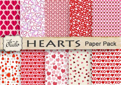 Valentine Hearts Scrapbook Paper Red And Pink Hearts Printable Valentine