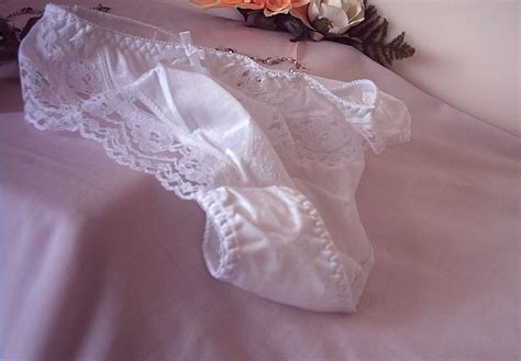 Silky White Delicate Vintage Sheer Nylon Panties Lace Knickers S M